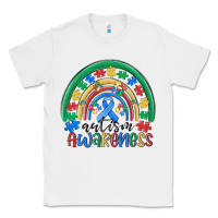 White autism awareness rainbow Classic Tee - MaliasSmallBusiness