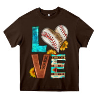 Chocolate Brown western love baseball Heavy Core Tee - HRA Design Shop