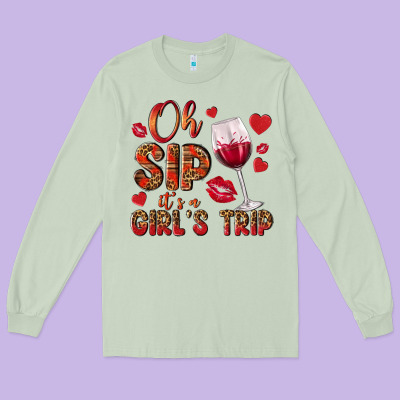 Oh Sip Its A Girls Trip Long Sleeve Tee Designed By Nancycooperartshop