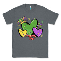 Charcoal Heather mardi gras hearts Classic Tee - MaliasSmallBusiness