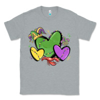 Heather Grey mardi gras hearts Classic Tee - MaliasSmallBusiness