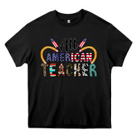 Black all american teacher Heavy Core Tee - CowhideDigitalArt