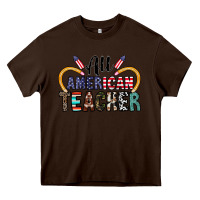 Chocolate Brown all american teacher Heavy Core Tee - CowhideDigitalArt