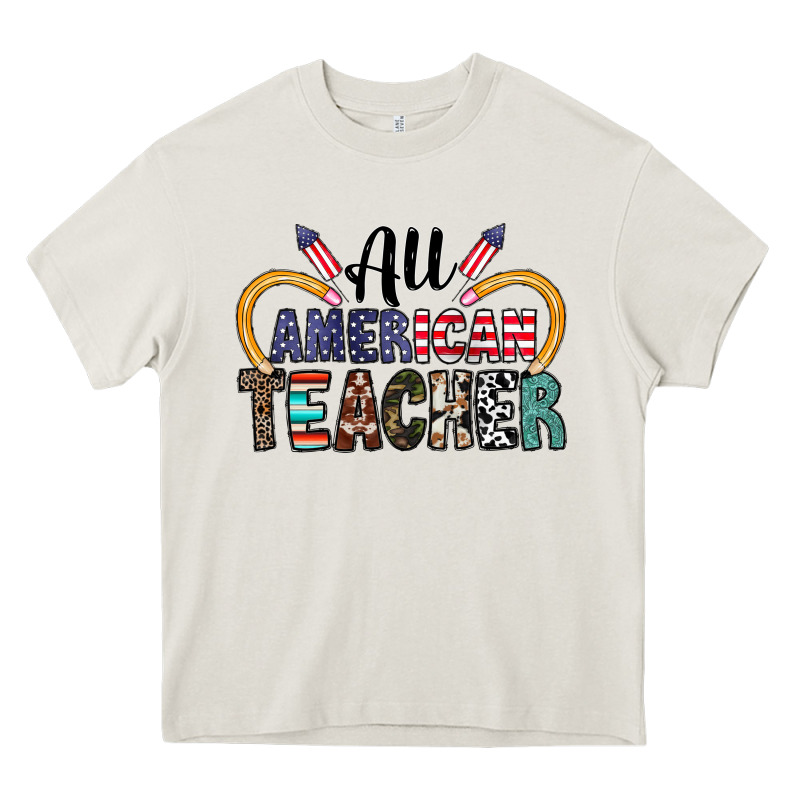 All American Teacher Heavy Core Tee by CowhideDigitalArt | Teevron