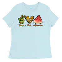 Baby Blue peace love watermelon Ladies Tee - JahusDesignShop