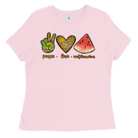 Bubblegum Pink peace love watermelon Ladies Tee - JahusDesignShop
