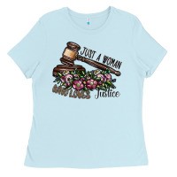 Baby Blue just a woman who loves justice Ladies Tee - SublimationCraftShop