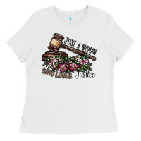 White just a woman who loves justice Ladies Tee - SublimationCraftShop