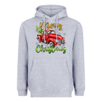 Heather Grey Merry Christmas truck Heavyweight Hoodie - texasbilliewilder