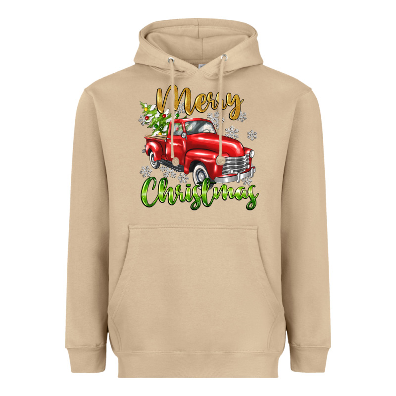 Merry Christmas Truck Heavyweight Hoodie by texasbilliewilder | Teevron