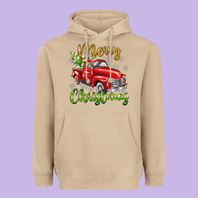 Merry Christmas Truck Heavyweight Hoodie Designed By Texasbilliewilder