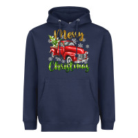 Navy Merry Christmas truck Heavyweight Hoodie - texasbilliewilder