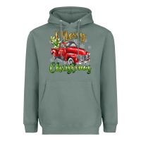 Sage Merry Christmas truck Heavyweight Hoodie - texasbilliewilder