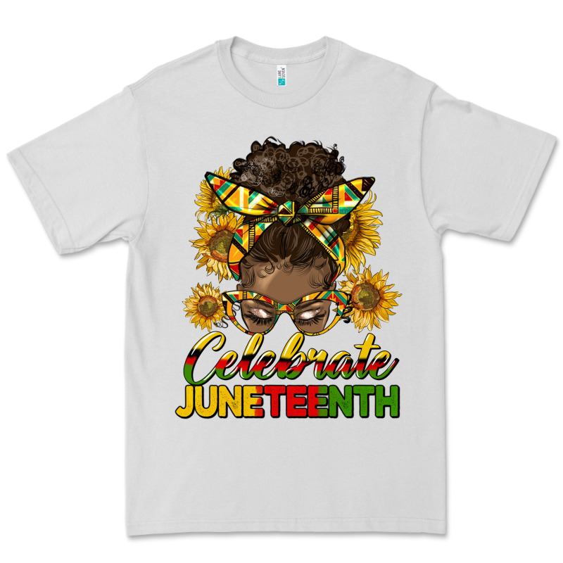 Celebrate Juneteenth Black Woman Bun Premium Tee by HRA Design Shop | Teevron