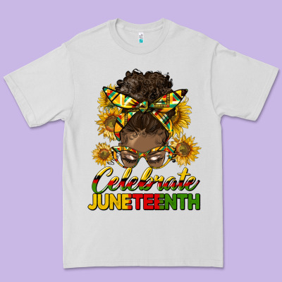 Celebrate Juneteenth Black Woman Bun Premium Tee Designed By Hra Design Shop