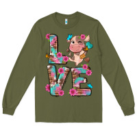 Army Green love little cute cow Long Sleeve Tee - NancyCooperArtShop
