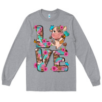 Heather Grey love little cute cow Long Sleeve Tee - NancyCooperArtShop