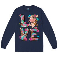 Navy love little cute cow Long Sleeve Tee - NancyCooperArtShop
