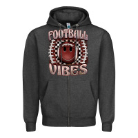 Charcoal Heather football vibes smiley face Zipper Hoodie - BarkalooDesign