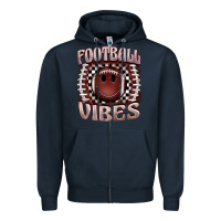 Navy football vibes smiley face Zipper Hoodie - BarkalooDesign