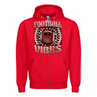 Red football vibes smiley face Zipper Hoodie - BarkalooDesign