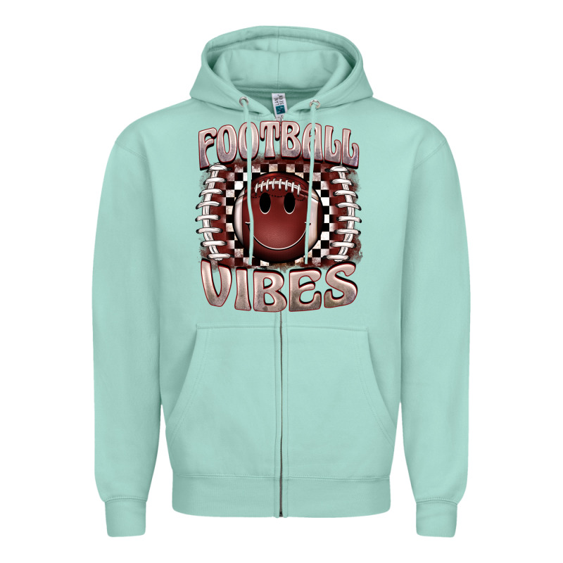 Football Vibes Smiley Face Zipper Hoodie by BarkalooDesign | Teevron