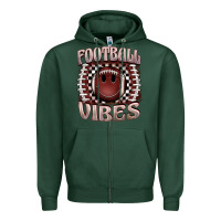Sports Green football vibes smiley face Zipper Hoodie - BarkalooDesign