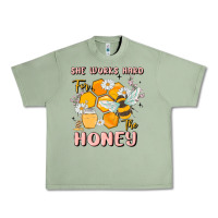 Oil Green she works hard for the honey Urban Heavy Tee - MaliasSmallBusiness
