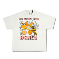 Pistachio she works hard for the honey Urban Heavy Tee - MaliasSmallBusiness