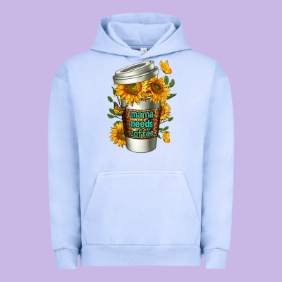 Mama Needs Coffee Cup Urban Hoodie Designed By Fadigitalartstudio