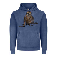 Vintage Denim Sea Lion Illustrations Vintage Hoodie - LillyAllenDesigns