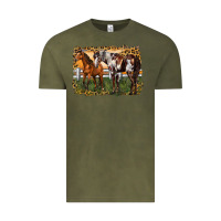 Vintage Olive 2 horses at the ranch Vintage Tee - LillyAllenDesigns