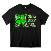 Black one lucky dude Heavy Core Tee - RacoonDesign