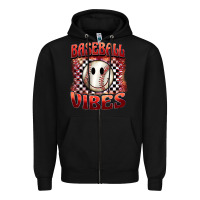 Black baseball vibes smiley face Zipper Hoodie - BarkalooDesign