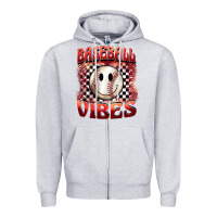 Heather Grey baseball vibes smiley face Zipper Hoodie - BarkalooDesign