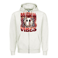 Oatmeal Heather baseball vibes smiley face Zipper Hoodie - BarkalooDesign