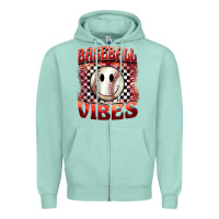 Seafoam baseball vibes smiley face Zipper Hoodie - BarkalooDesign