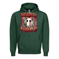 Sports Green baseball vibes smiley face Zipper Hoodie - BarkalooDesign