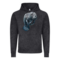 Vintage Black Manatee Illustrations Vintage Hoodie - LillyAllenDesigns