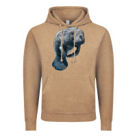 Vintage Coffee Manatee Illustrations Vintage Hoodie - LillyAllenDesigns
