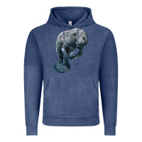 Vintage Denim Manatee Illustrations Vintage Hoodie - LillyAllenDesigns