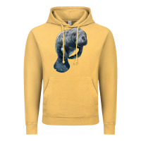 Vintage Mustard Manatee Illustrations Vintage Hoodie - LillyAllenDesigns
