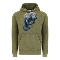Vintage Olive Manatee Illustrations Vintage Hoodie - LillyAllenDesigns