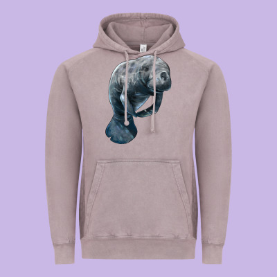 Manatee Illustrations Vintage Hoodie Designed By Lillyallendesigns