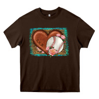 Chocolate Brown western leopard baseball heart Heavy Core Tee - HRA Design Shop