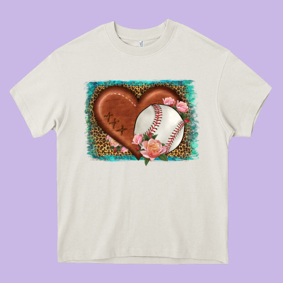 Western Leopard Baseball Heart Heavy Core Tee Designed By Hra Design Shop