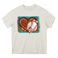 Cream western leopard baseball heart Heavy Core Tee - HRA Design Shop