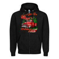 Black home for the holidays michigan Zipper Hoodie - BarkalooDesign