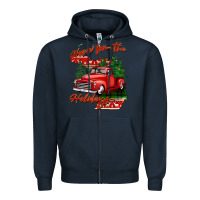 Navy home for the holidays michigan Zipper Hoodie - BarkalooDesign