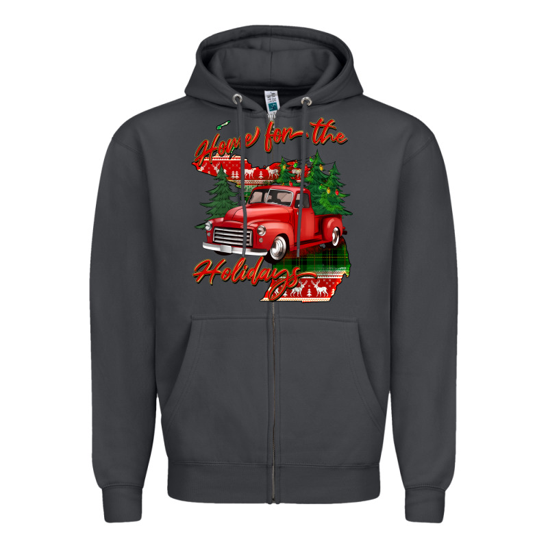 Home For The Holidays Michigan Zipper Hoodie by BarkalooDesign | Teevron